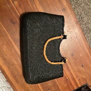Black straw purse with bamboo handles. St. John’s Bay